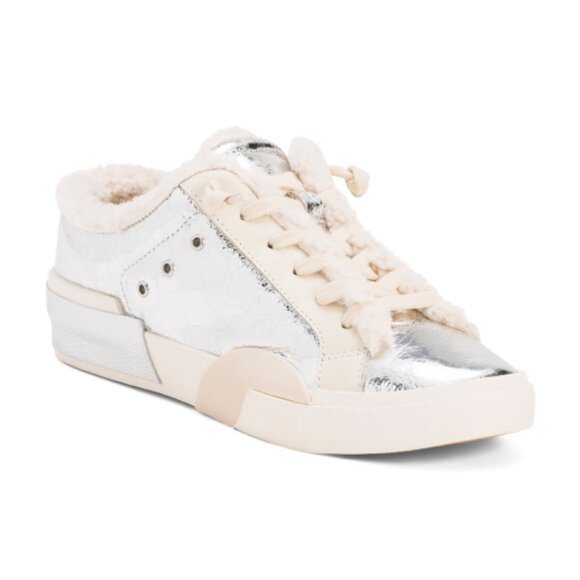 NEW  DOLCE VITA Leather Zantel Sneakers in Silver Multi for women 1125 3t7 - Picture 3 of 12